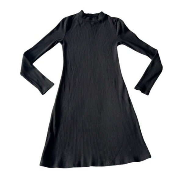 REFORMATION Woman's Sz S Maya Black Ribbed Stretch Knit Long Sleeve Mini Dress - Picture 8 of 8